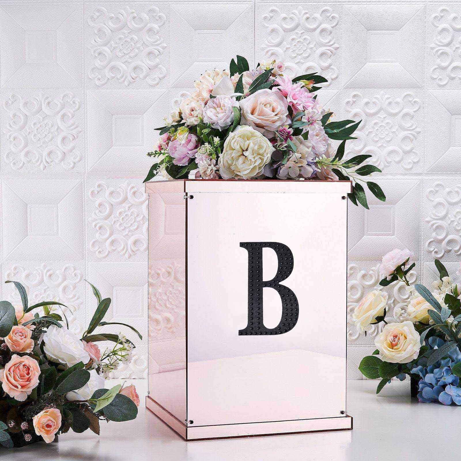 6 in Letter Black Self-Adhesive Rhinestones Gems Sticker