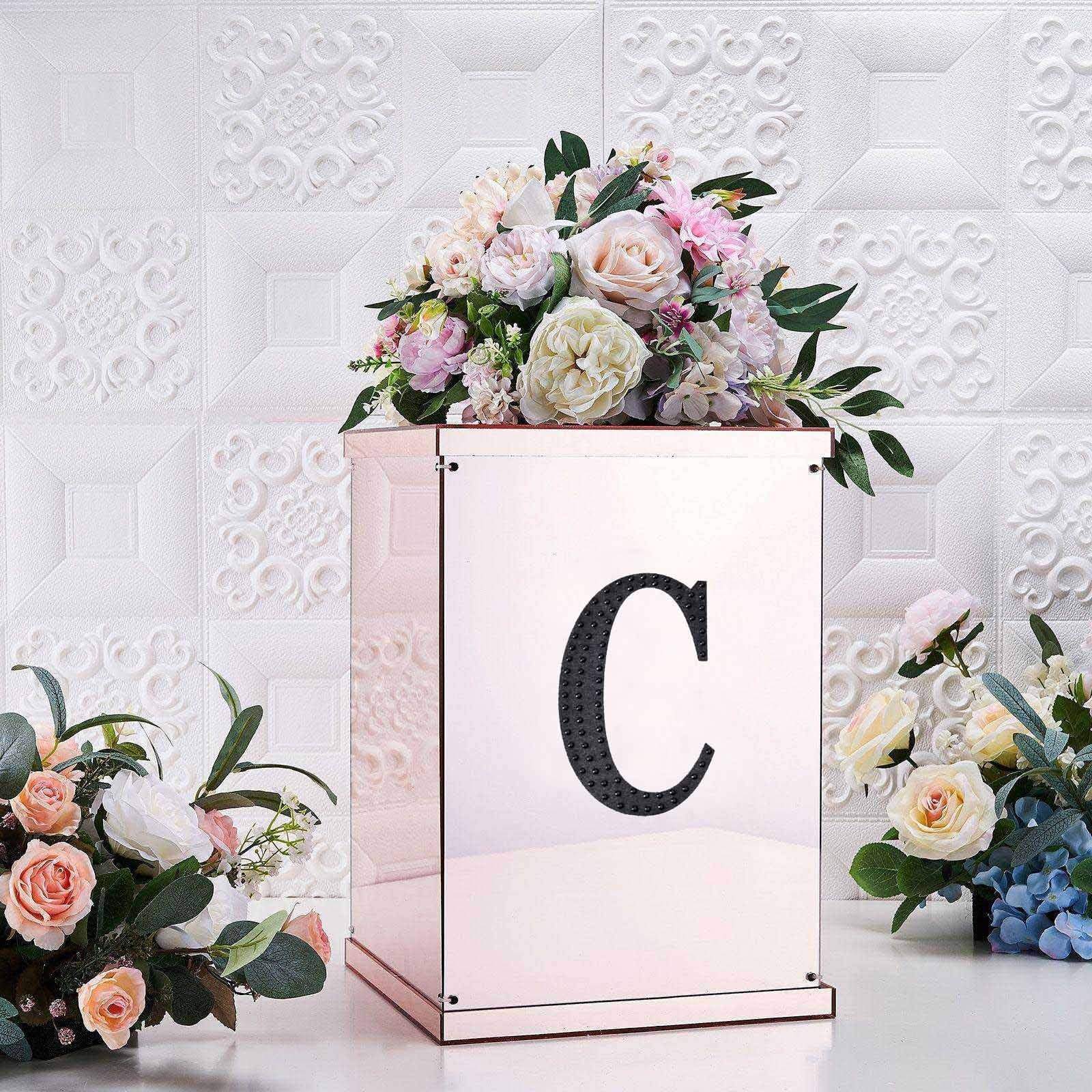6 in Letter Black Self-Adhesive Rhinestones Gems Sticker