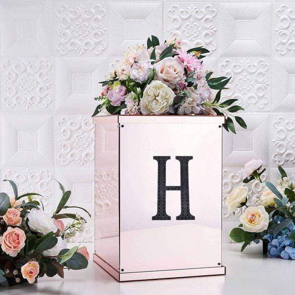 6 in Letter Black Self-Adhesive Rhinestones Gems Sticker
