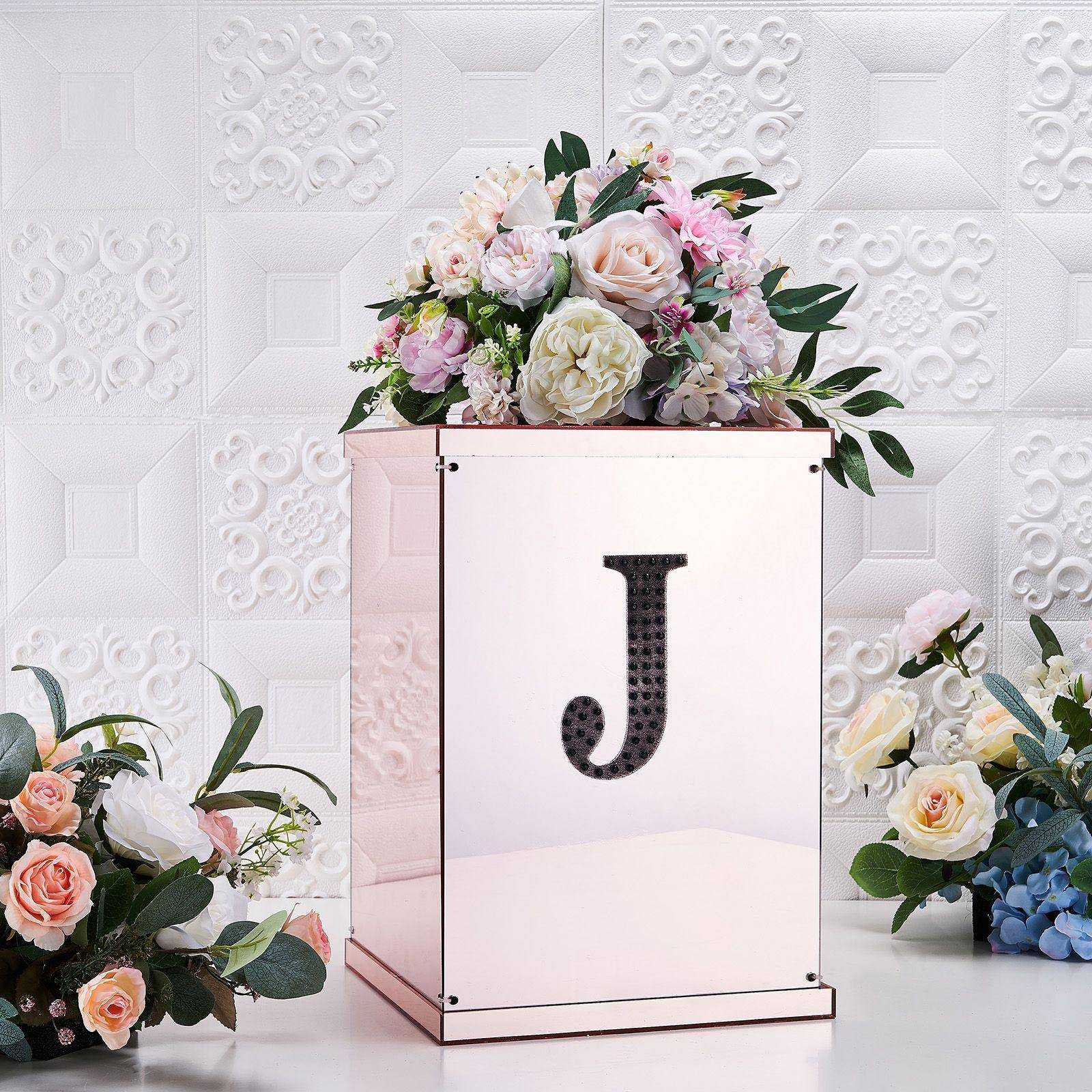 6 in Letter Black Self-Adhesive Rhinestones Gems Sticker