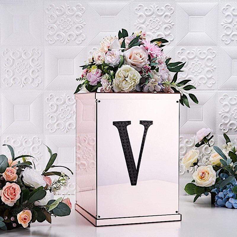 6 in Letter Black Self-Adhesive Rhinestones Gems Sticker