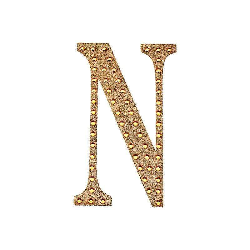6 in Letter Gold Self-Adhesive Rhinestones Gems Sticker