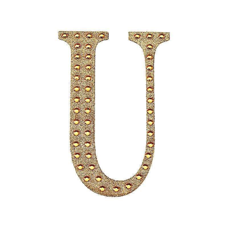 6 in Letter Gold Self-Adhesive Rhinestones Gems Sticker