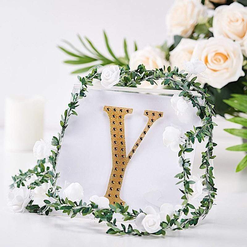 6 in Letter Gold Self-Adhesive Rhinestones Gems Sticker
