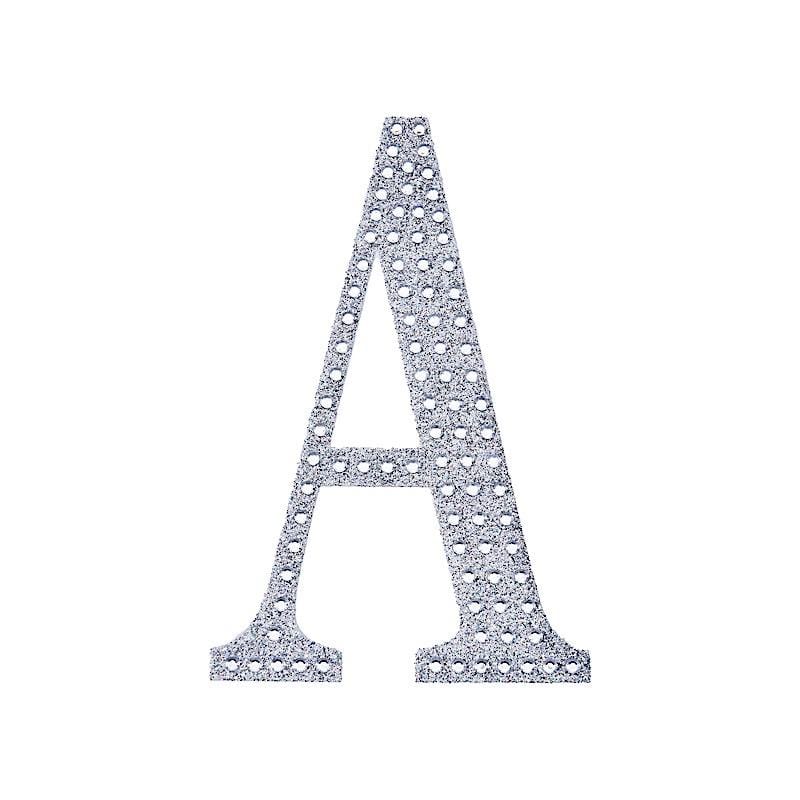 6 in Letter Silver Self-Adhesive Rhinestones Gems Sticker