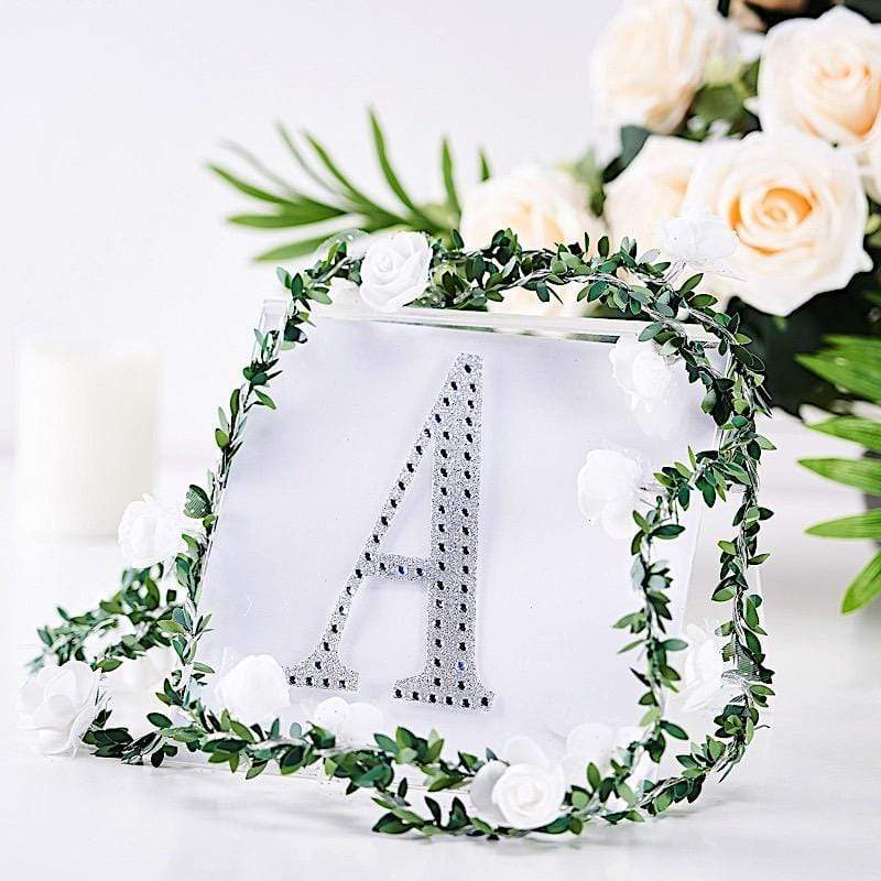 6 in Letter Silver Self-Adhesive Rhinestones Gems Sticker