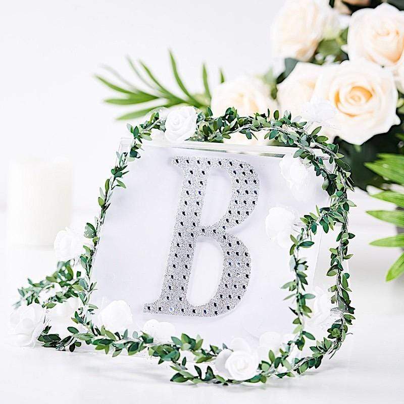 6 in Letter Silver Self-Adhesive Rhinestones Gems Sticker