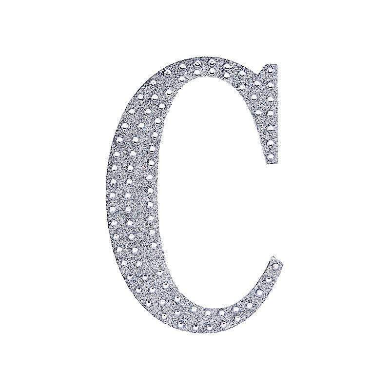 6 in Letter Silver Self-Adhesive Rhinestones Gems Sticker