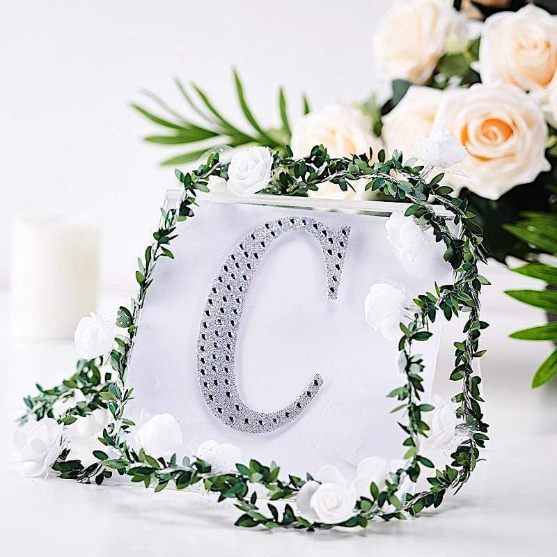 6 in Letter Silver Self-Adhesive Rhinestones Gems Sticker