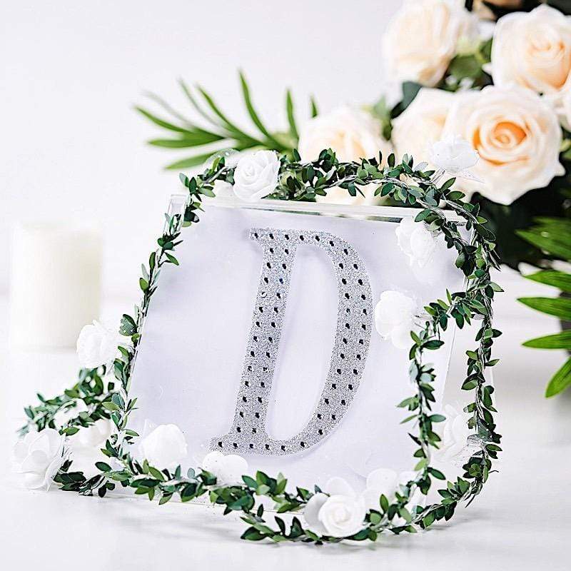 6 in Letter Silver Self-Adhesive Rhinestones Gems Sticker