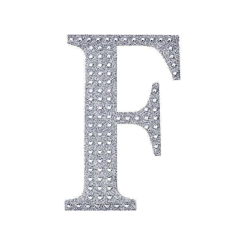6 in Letter Silver Self-Adhesive Rhinestones Gems Sticker