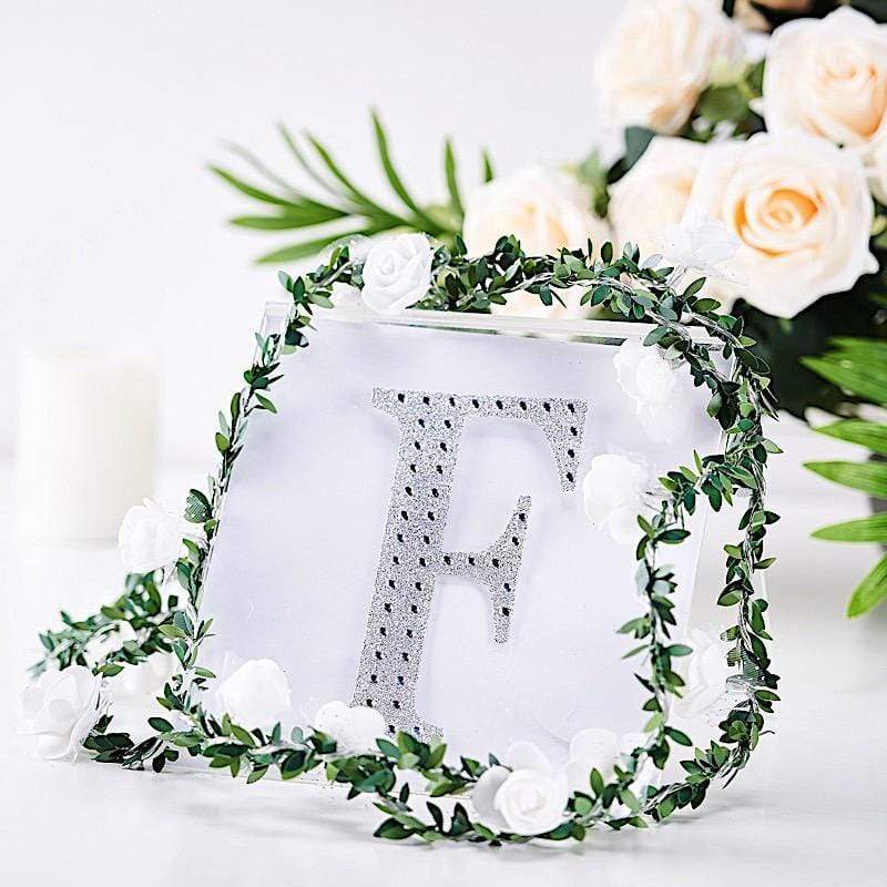6 in Letter Silver Self-Adhesive Rhinestones Gems Sticker