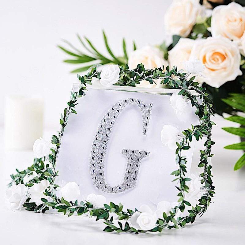 6 in Letter Silver Self-Adhesive Rhinestones Gems Sticker