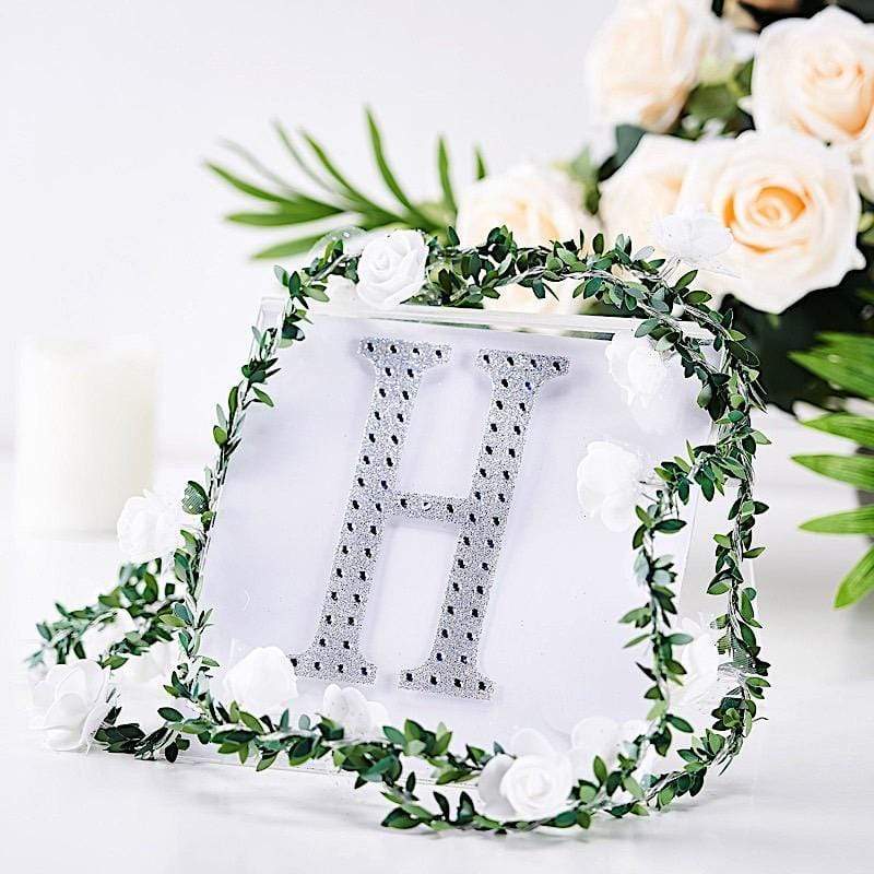 6 in Letter Silver Self-Adhesive Rhinestones Gems Sticker