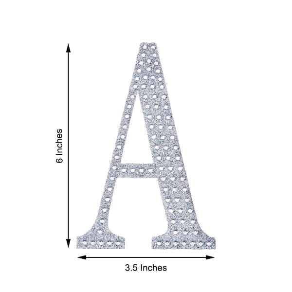 6 in Letter Silver Self-Adhesive Rhinestones Gems Sticker