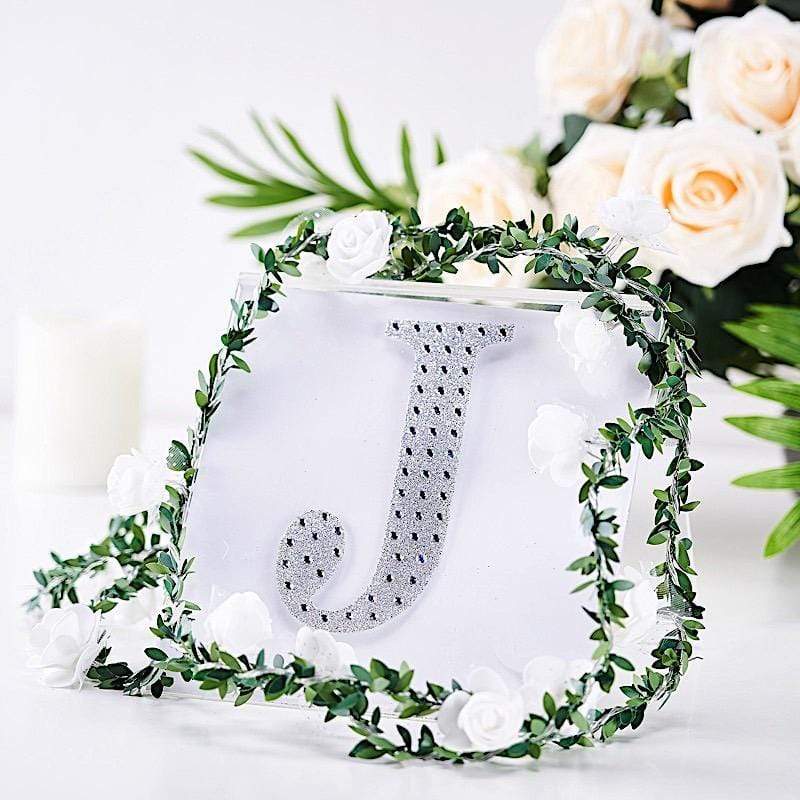 6 in Letter Silver Self-Adhesive Rhinestones Gems Sticker