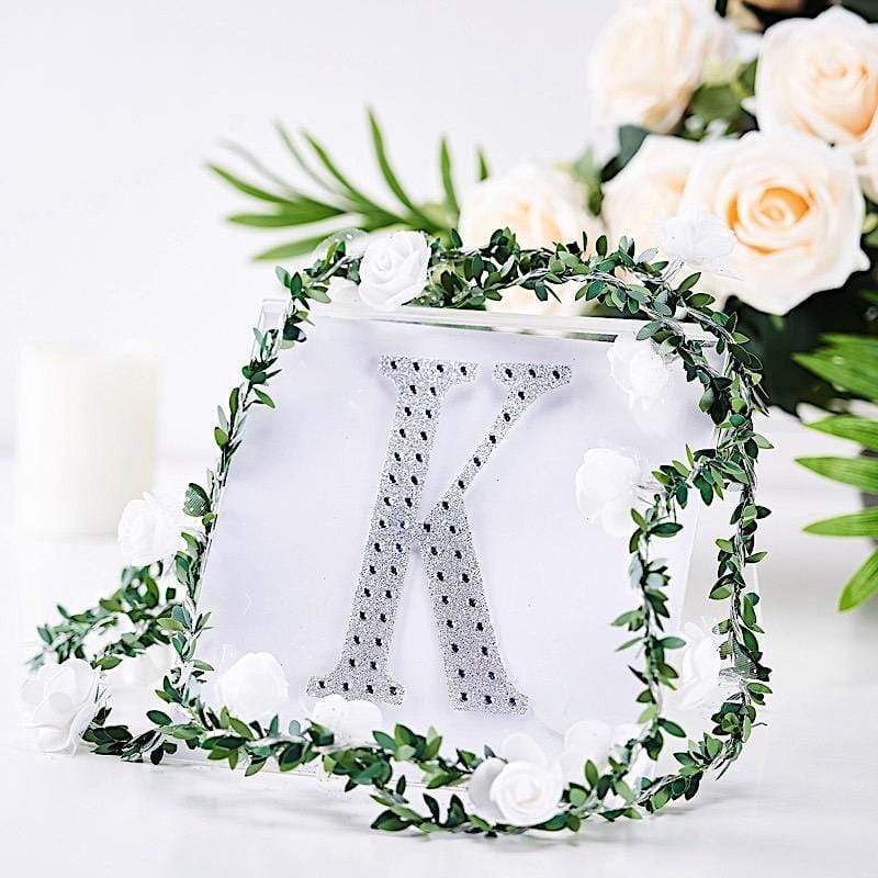 6 in Letter Silver Self-Adhesive Rhinestones Gems Sticker