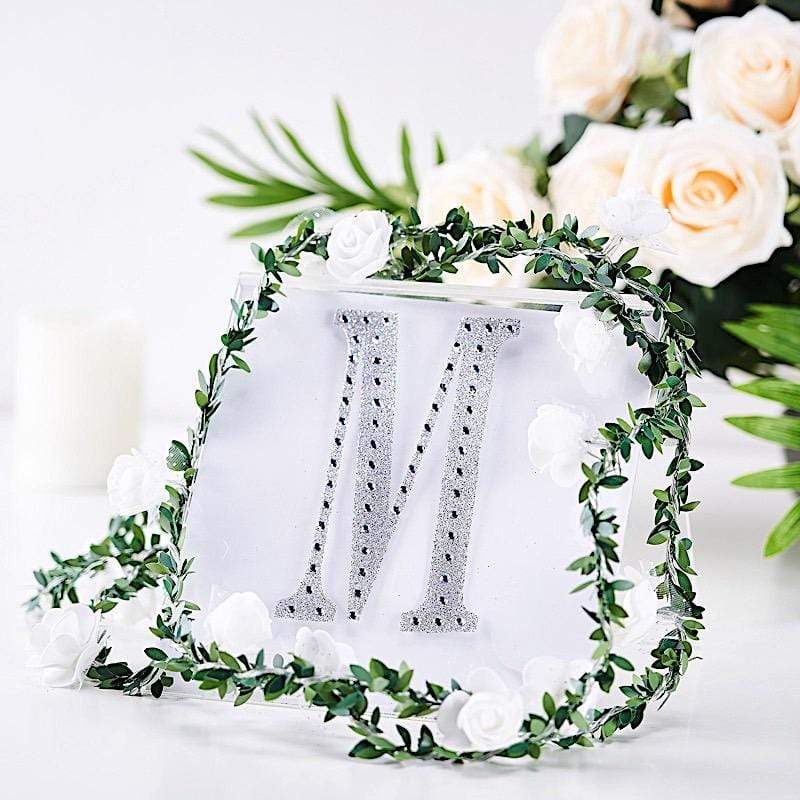6 in Letter Silver Self-Adhesive Rhinestones Gems Sticker