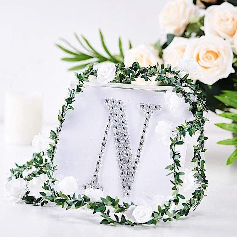 6 in Letter Silver Self-Adhesive Rhinestones Gems Sticker