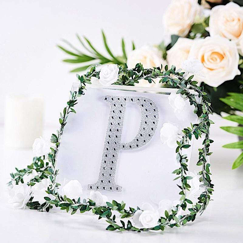6 in Letter Silver Self-Adhesive Rhinestones Gems Sticker