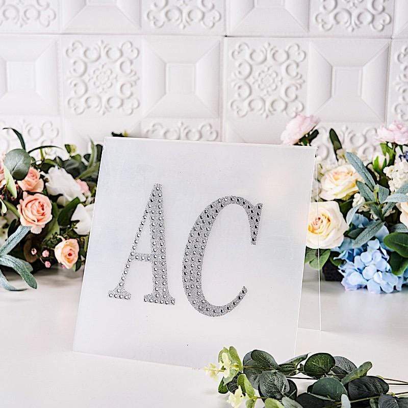 6 in Letter Silver Self-Adhesive Rhinestones Gems Sticker