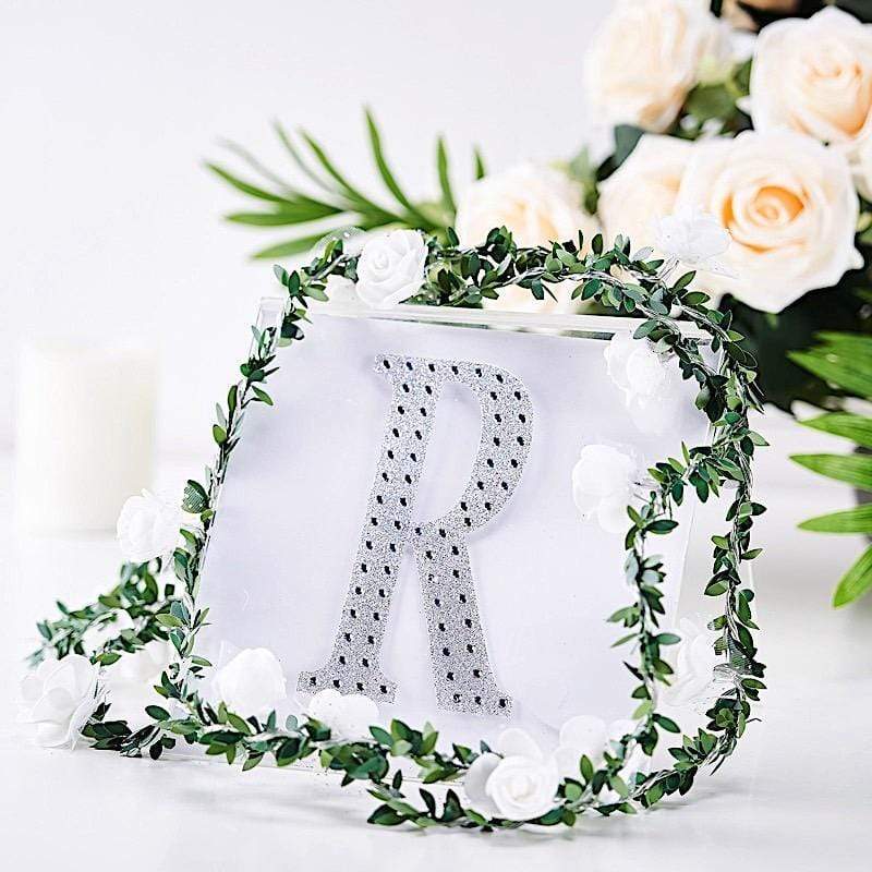 6 in Letter Silver Self-Adhesive Rhinestones Gems Sticker