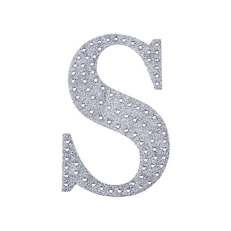 6 in Letter Silver Self-Adhesive Rhinestones Gems Sticker
