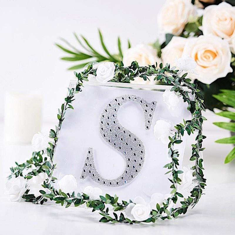 6 in Letter Silver Self-Adhesive Rhinestones Gems Sticker