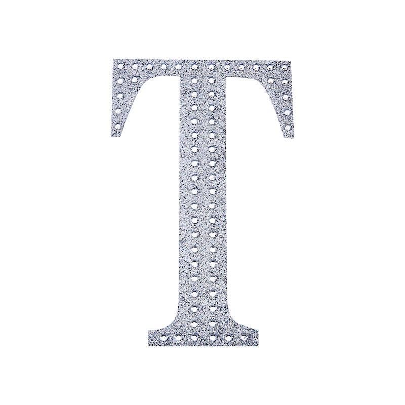 6 in Letter Silver Self-Adhesive Rhinestones Gems Sticker