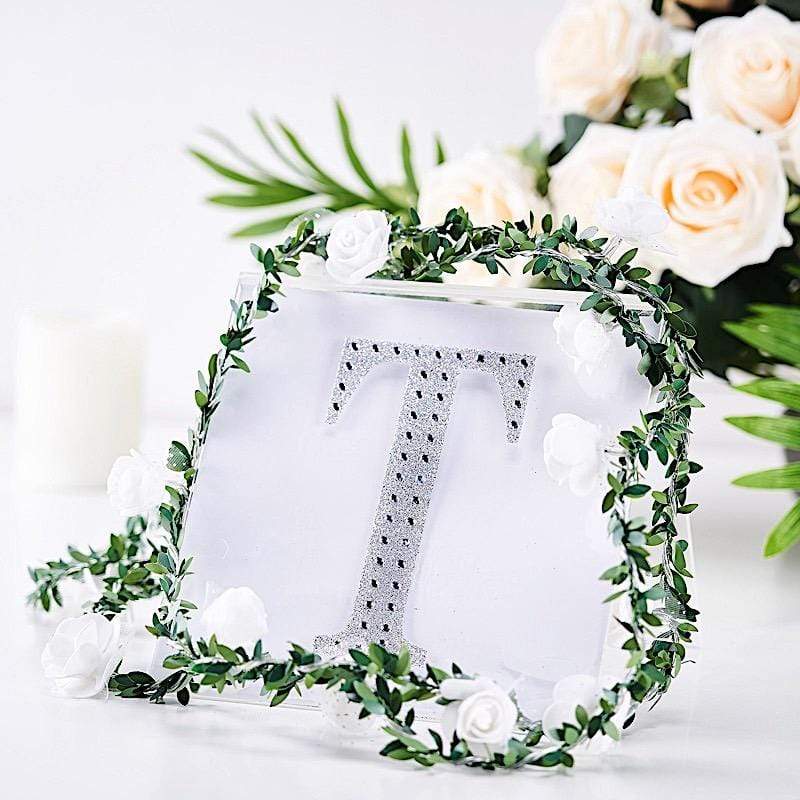 6 in Letter Silver Self-Adhesive Rhinestones Gems Sticker