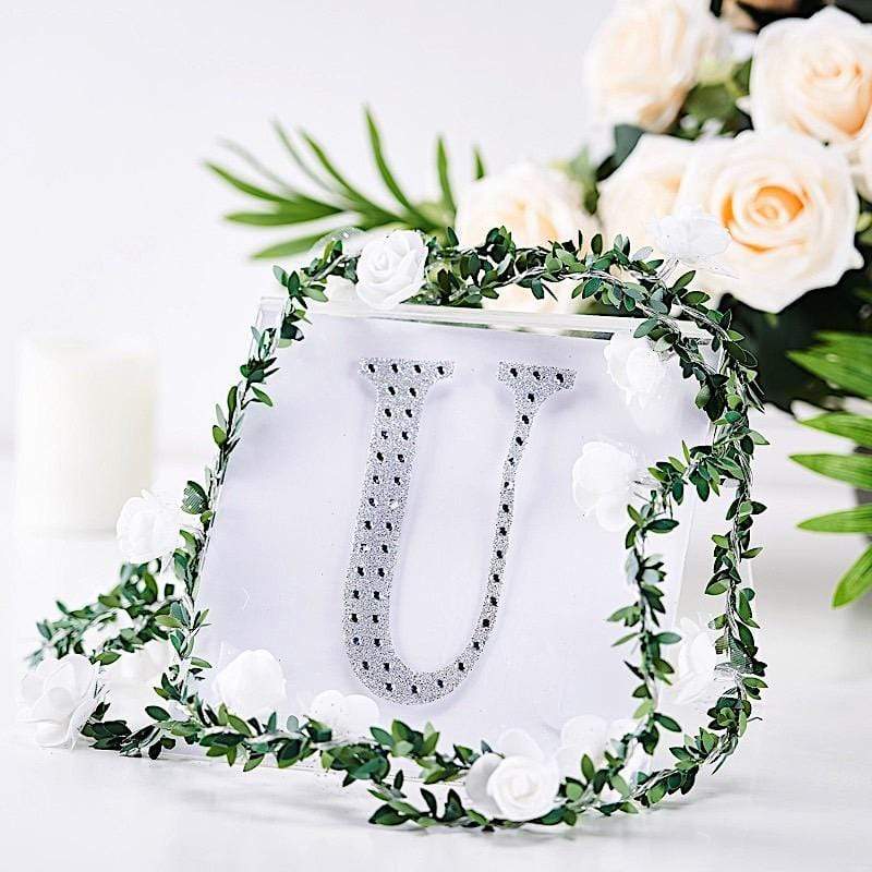 6 in Letter Silver Self-Adhesive Rhinestones Gems Sticker