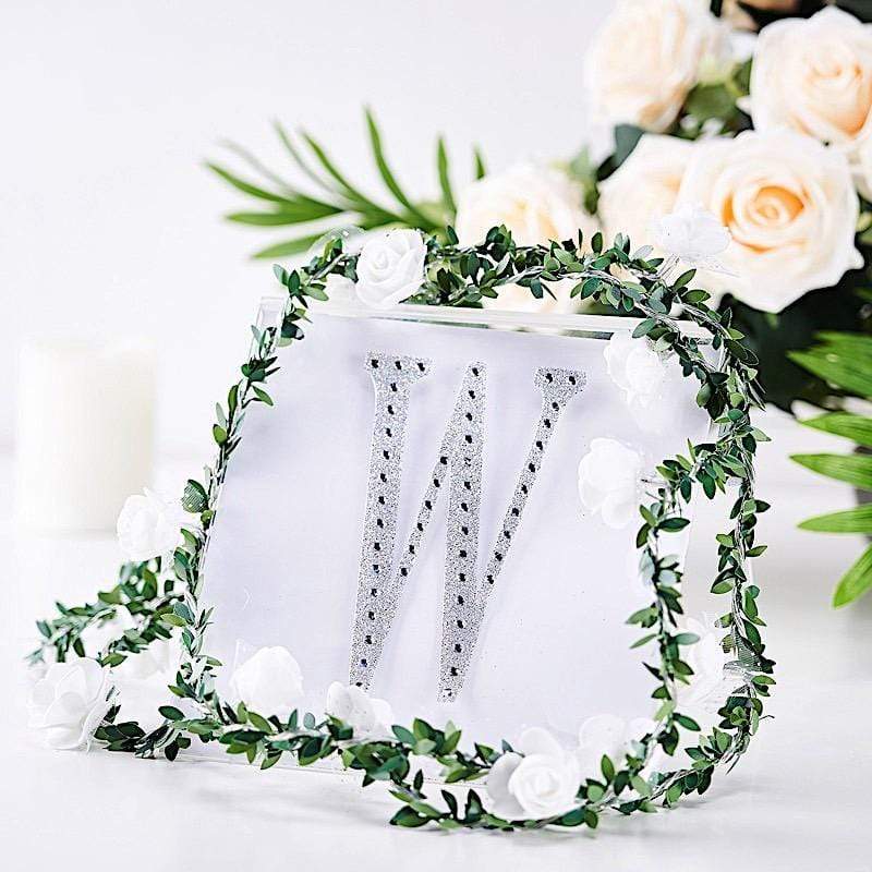 6 in Letter Silver Self-Adhesive Rhinestones Gems Sticker