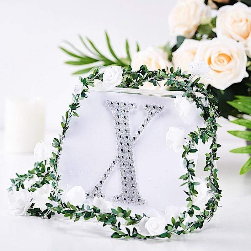 6 in Letter Silver Self-Adhesive Rhinestones Gems Sticker