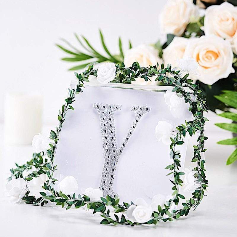 6 in Letter Silver Self-Adhesive Rhinestones Gems Sticker