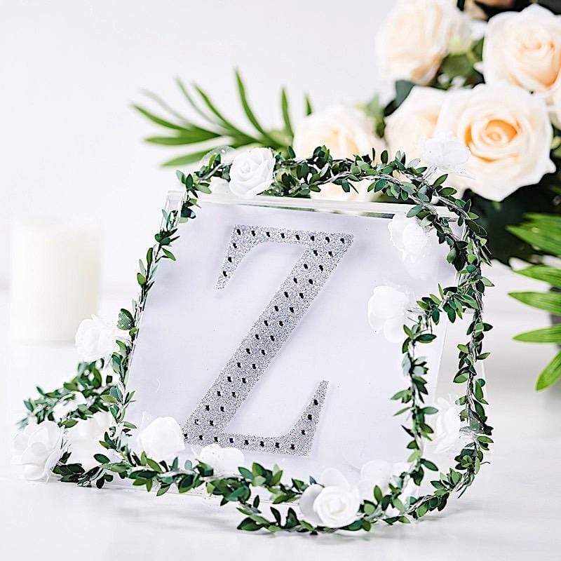 6 in Letter Silver Self-Adhesive Rhinestones Gems Sticker