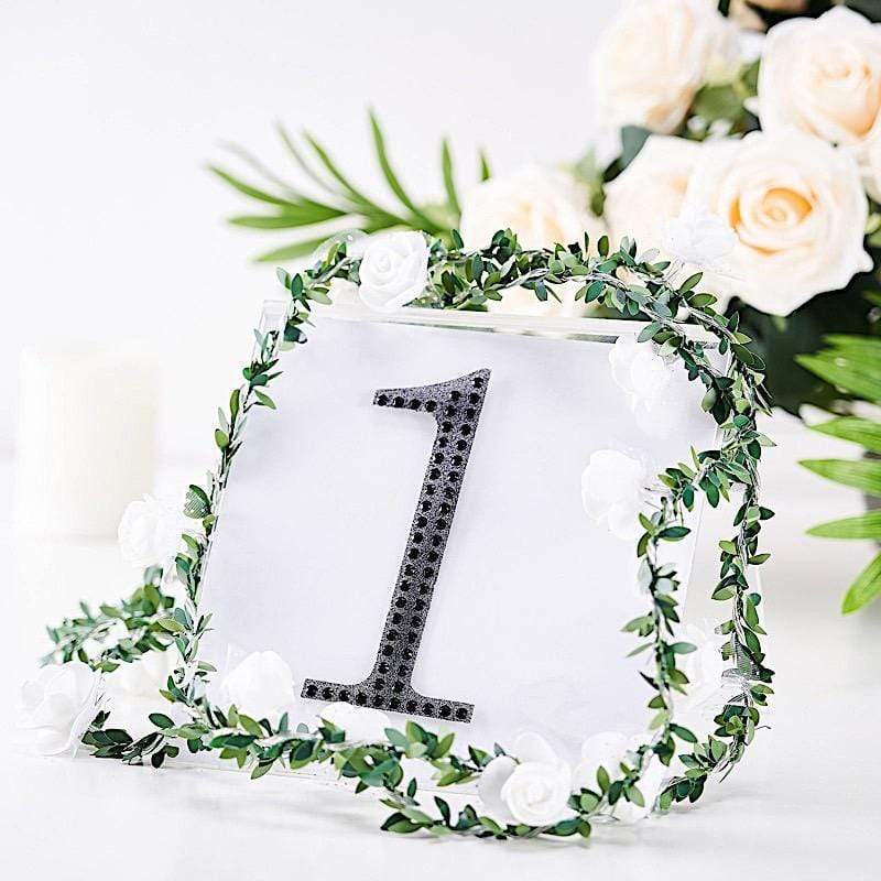 6 in Number Black Self-Adhesive Rhinestones Gems Sticker