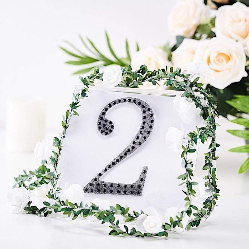 6 in Number Black Self-Adhesive Rhinestones Gems Sticker