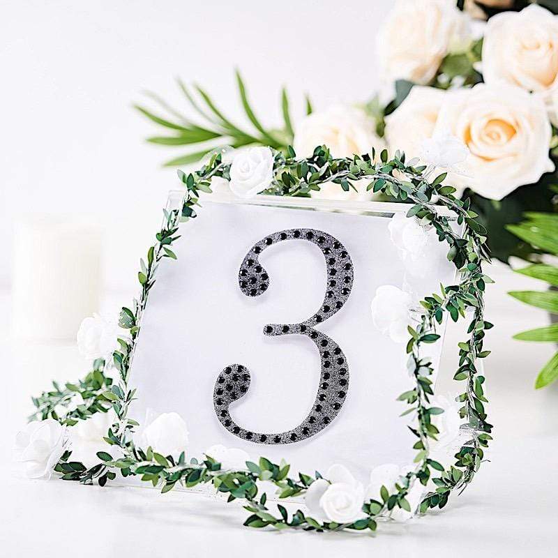 6 in Number Black Self-Adhesive Rhinestones Gems Sticker