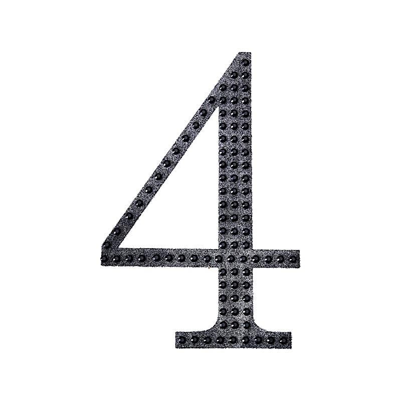6 in Number Black Self-Adhesive Rhinestones Gems Sticker