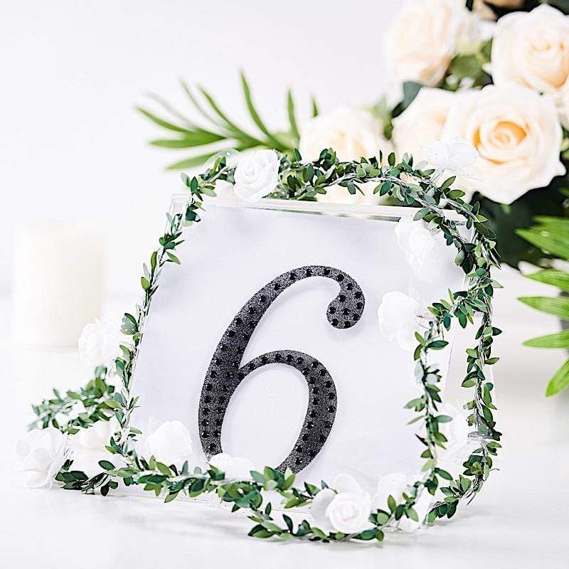 6 in Number Black Self-Adhesive Rhinestones Gems Sticker