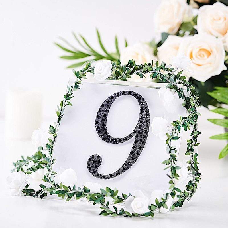 6 in Number Black Self-Adhesive Rhinestones Gems Sticker