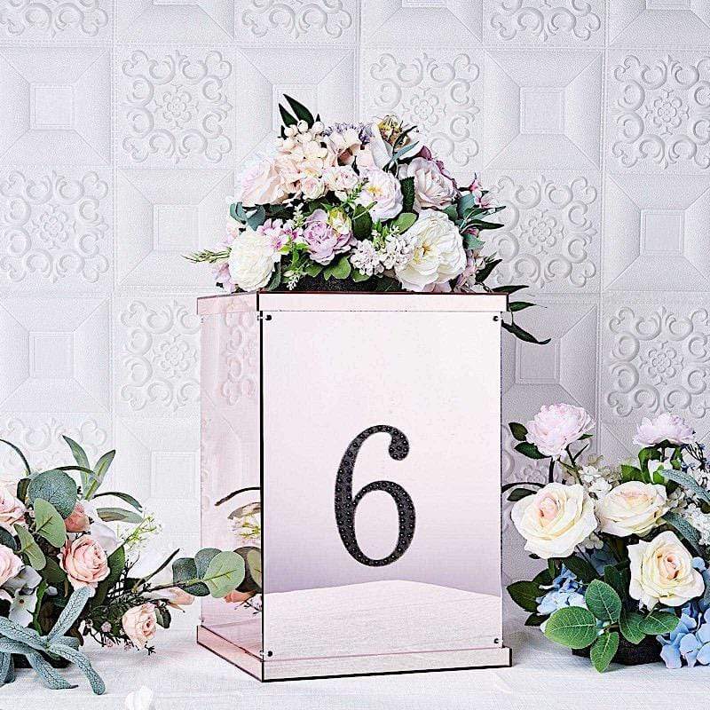 6 in Number Black Self-Adhesive Rhinestones Gems Sticker