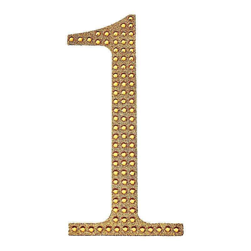 6 in Number Gold Self-Adhesive Rhinestones Gems Sticker
