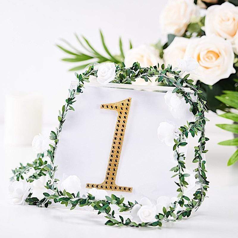 6 in Number Gold Self-Adhesive Rhinestones Gems Sticker