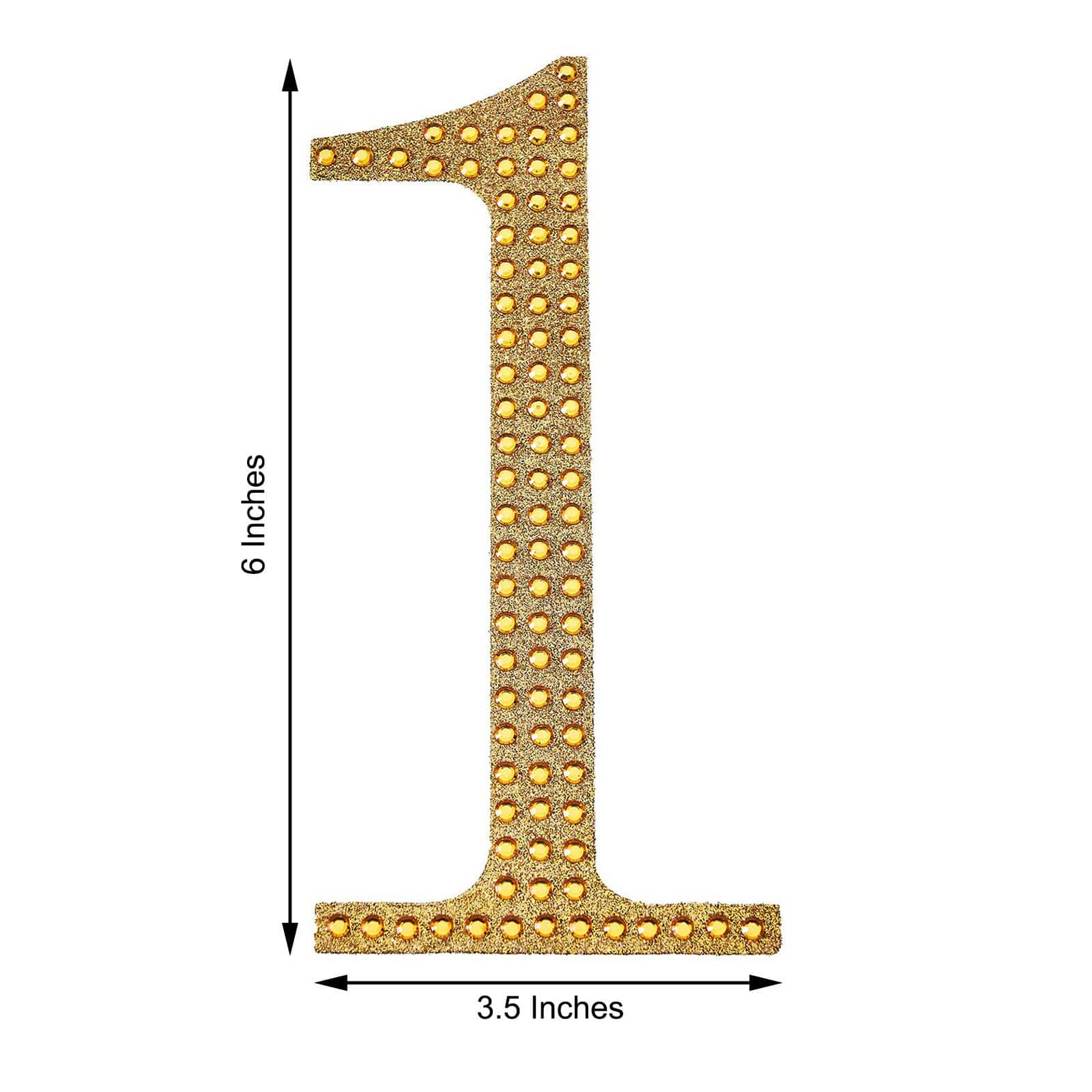 6 in Number Gold Self-Adhesive Rhinestones Gems Sticker
