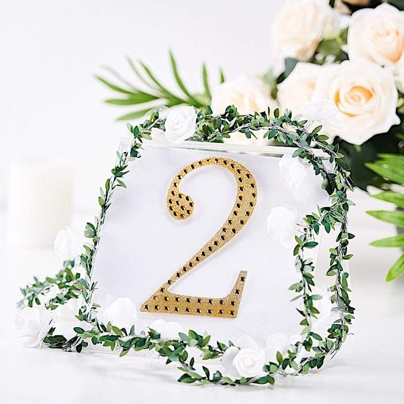 6 in Number Gold Self-Adhesive Rhinestones Gems Sticker