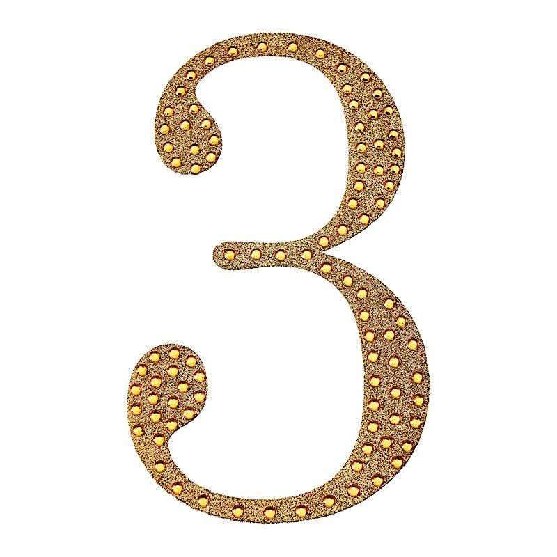 6 in Number Gold Self-Adhesive Rhinestones Gems Sticker