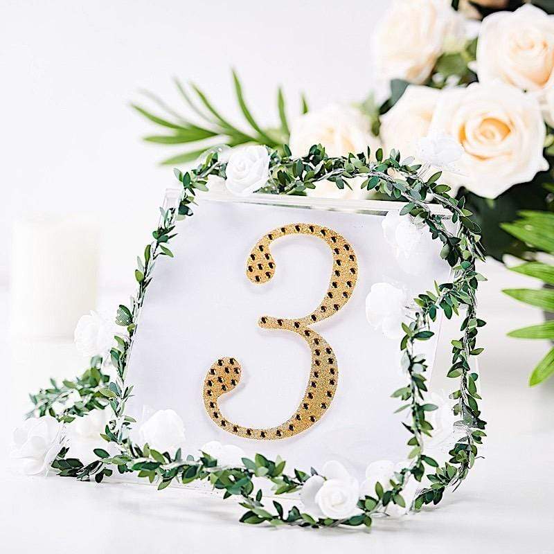 6 in Number Gold Self-Adhesive Rhinestones Gems Sticker
