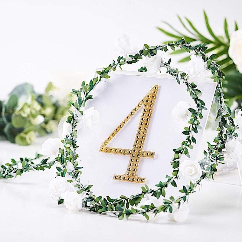 6 in Number Gold Self-Adhesive Rhinestones Gems Sticker