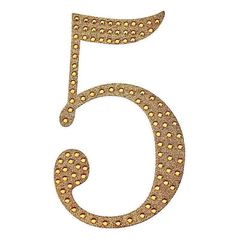 6 in Number Gold Self-Adhesive Rhinestones Gems Sticker